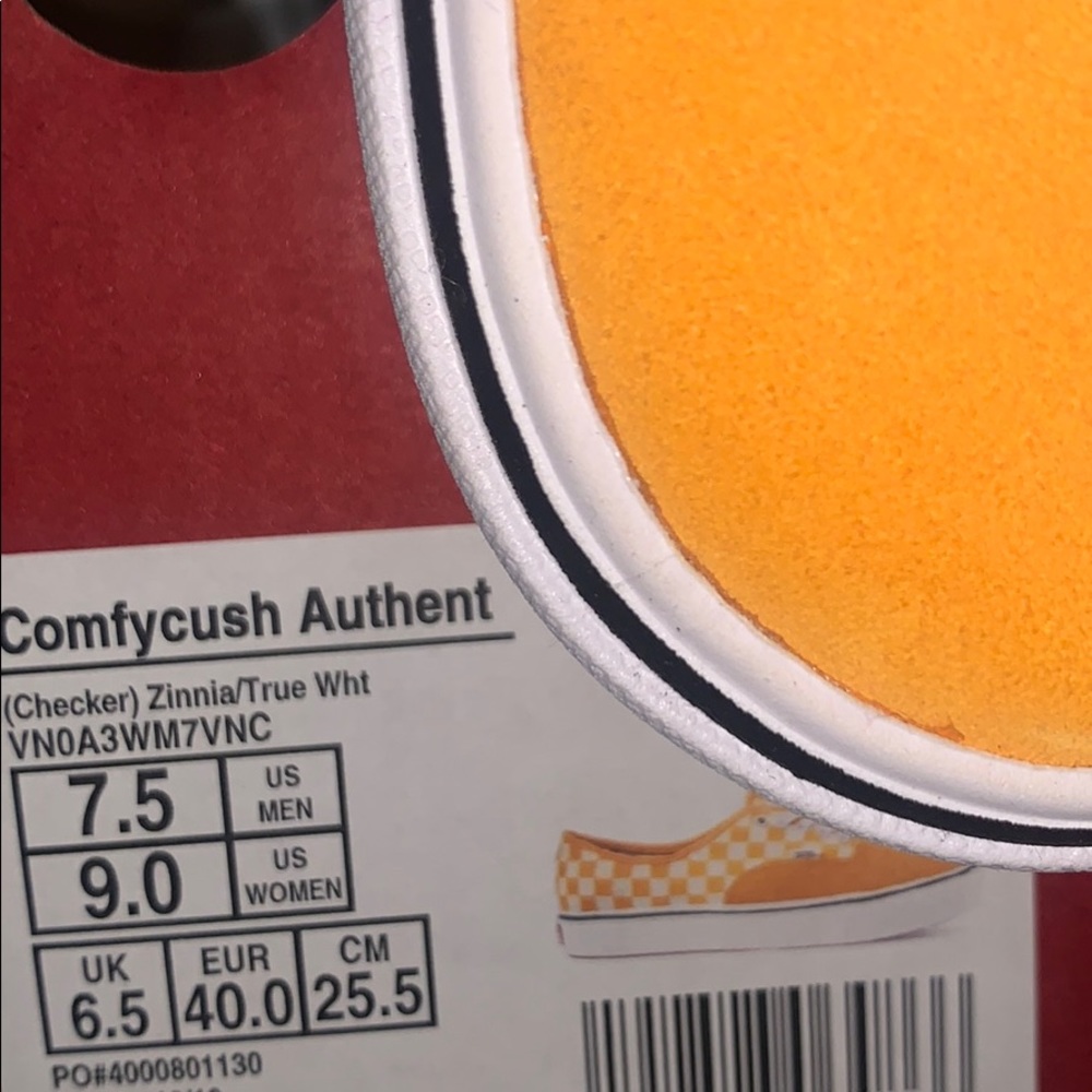 >💟COMFYCUSH AUTHENTIC ZINNIA (YELLOW) WHITE CHECKED CANVAS/SUEDE BRAND NEW VANS - Picture 6 of 13